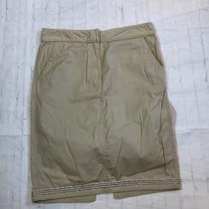 DKNY Khaki Skirt Beaded Hem Size 10